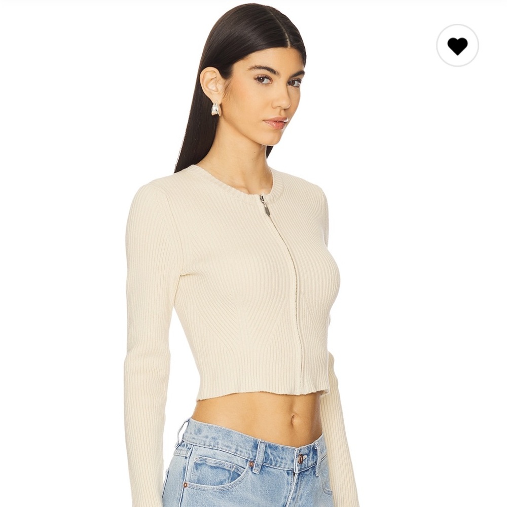 (NWT) Abrand Jeans Cream Ribbed Zip Cardigan — XS
